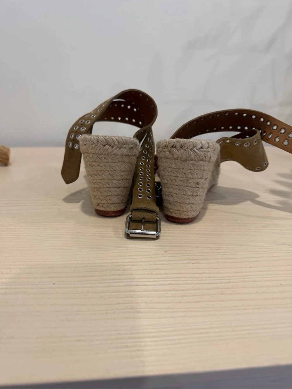 Isabel Marant beige Suede Eyelet Espadrille Sandals